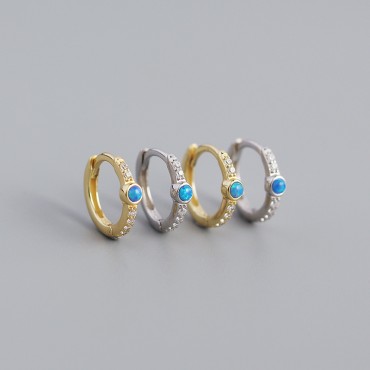 Fashion Round Opal Hoop Earrings