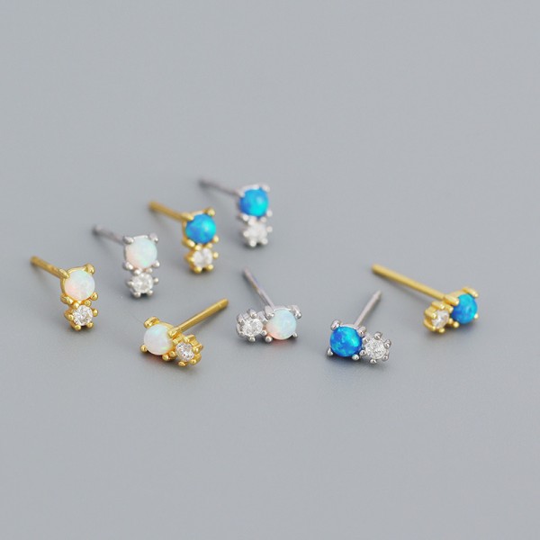 Minimalist Style Opal Stud Earrings
