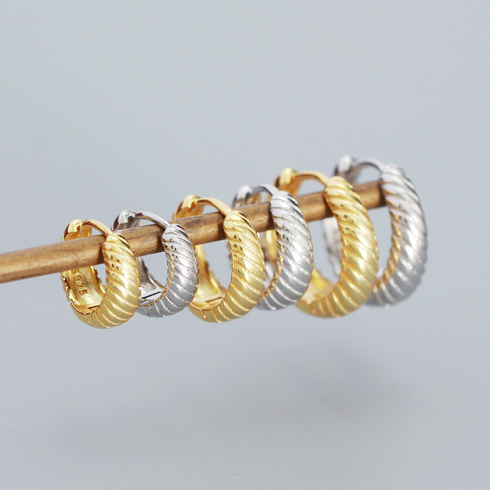 Metallic Style Twill Hoop Earrings - MLYH056