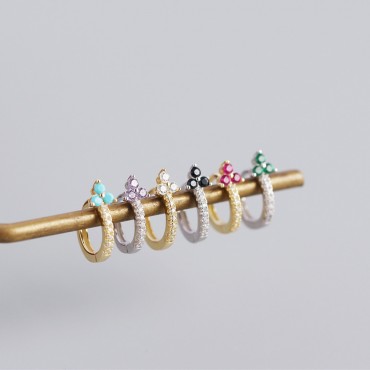 Sweet 3 Petal Flower Hoop Earrings