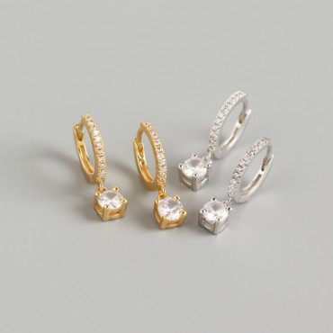 Elegant Halo Gemstone Dangle Earrings