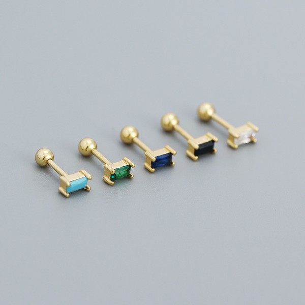 Mini Rectangular Gemstone Stud Earrings