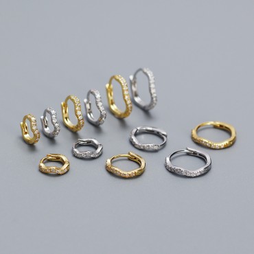 Sweet Wavy Pave Hoop Earrings