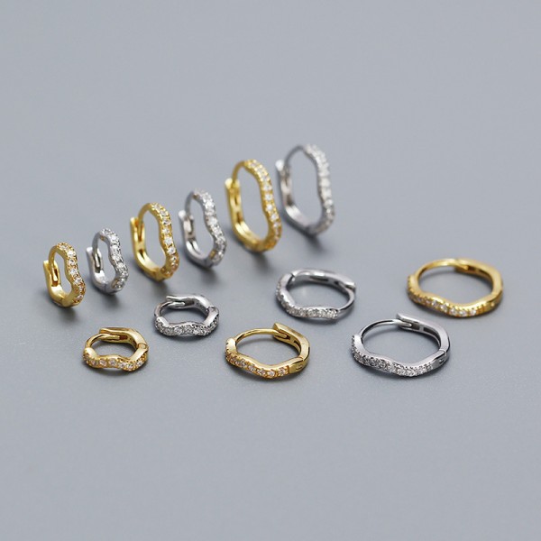 Sweet Wavy Pave Hoop Earrings