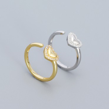 Sweet Pave Heart Open Ring