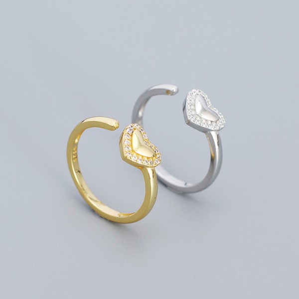 Sweet Pave Heart Open Ring