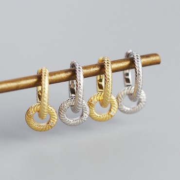 Metallic Double Circle Hoop Earrings