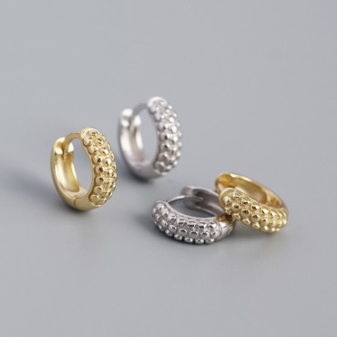 Metallic Style Beaded Hoop Earrings