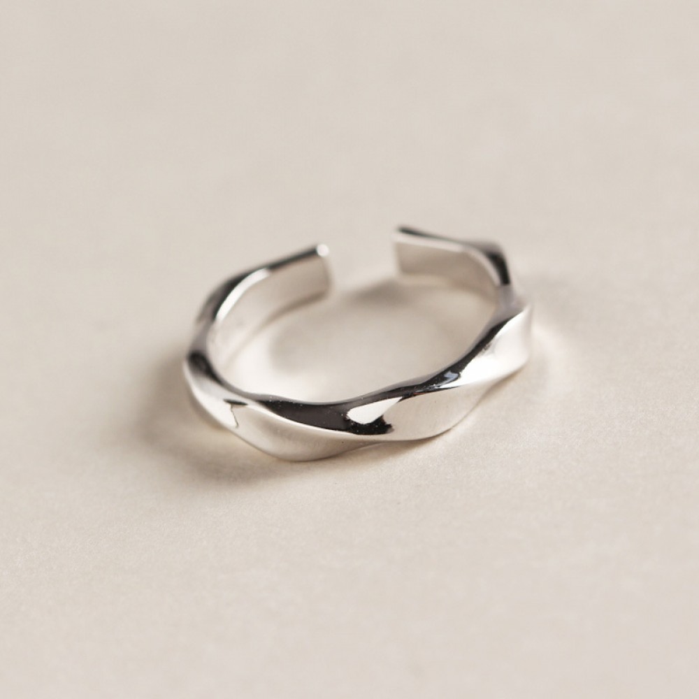 Minimalist Twisted Textured Open Ring - MLYH085