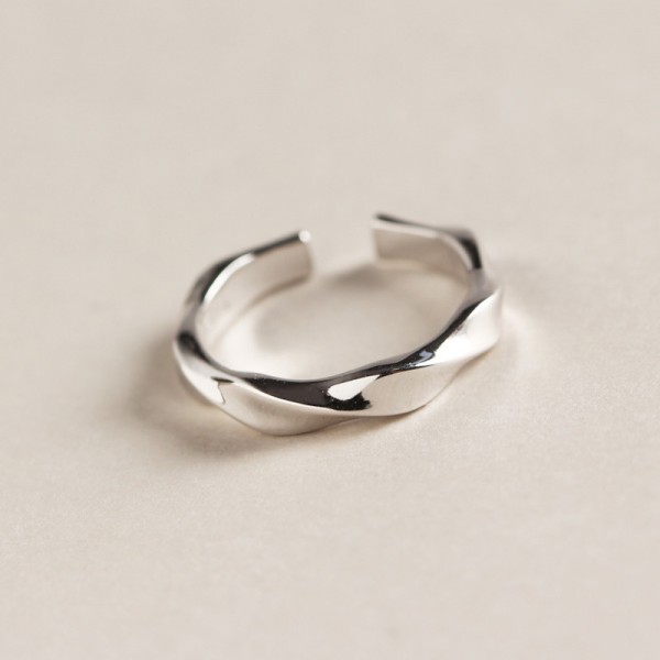 Minimalist Twisted Textured Open Ring