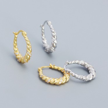Sparkling Pave Twisted Hoop Earrings