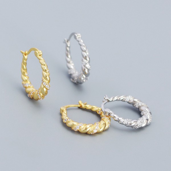 Sparkling Pave Twisted Hoop Earrings