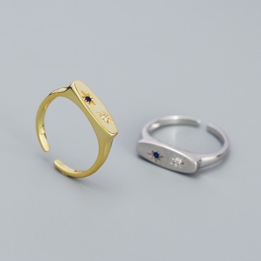 Minimalist Eight Awn Star Open Ring