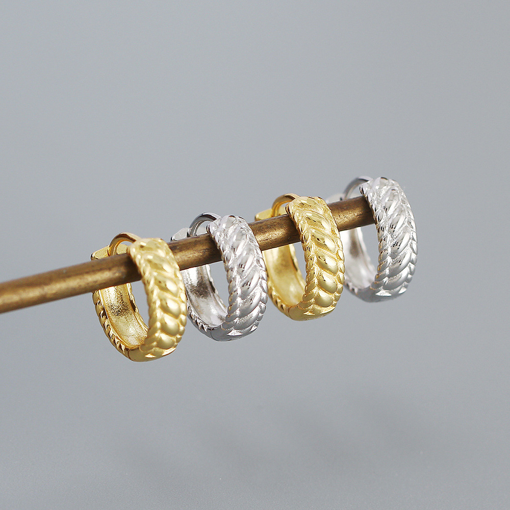 Metallic Twisted Textured Hoop Earrings - MLYH090