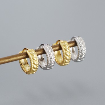 Metallic Twisted Textured Hoop Earrings