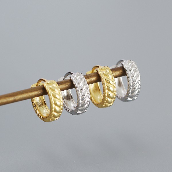 Metallic Twisted Textured Hoop Earrings