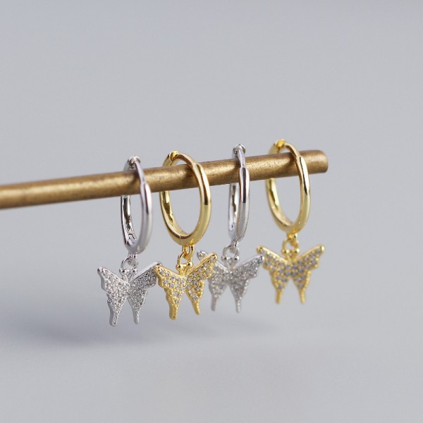 Sparkling Pave Butterfly Dangle Earrings