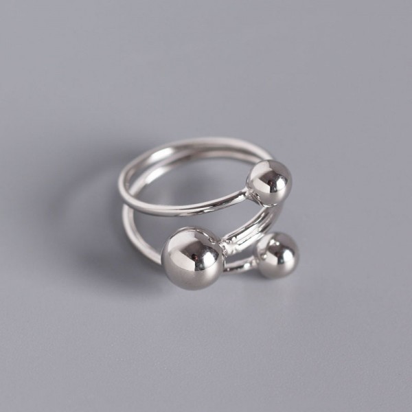 Minimalist 3 Plain Beads Open Ring