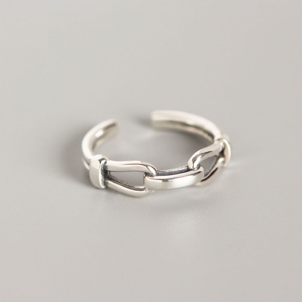 Minimalist Chain Link Shaped Open Ring - MLYH097