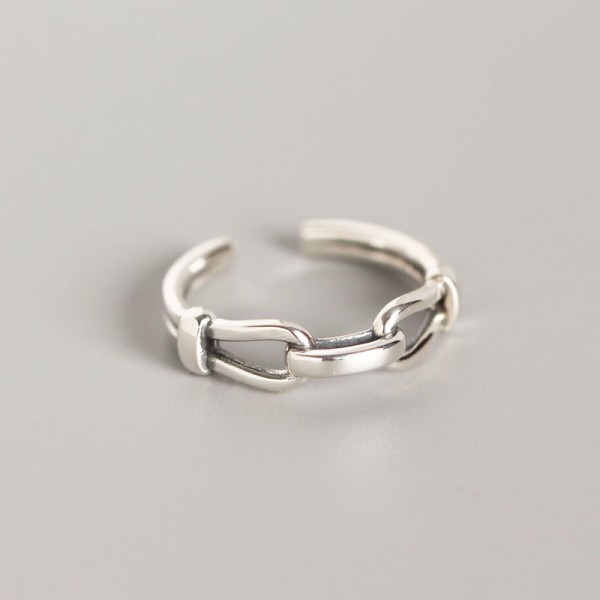 Minimalist Chain Link Shaped Open Ring