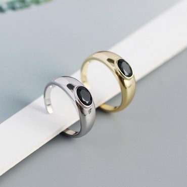 Vintage Oval Gemstone Open Ring