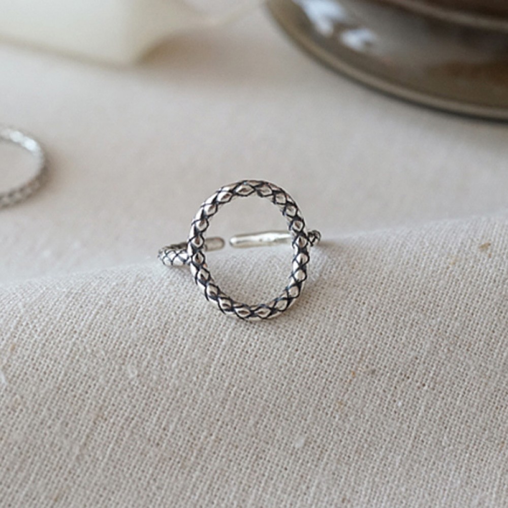 Vintage Circle Striped Open Ring - MLYH102