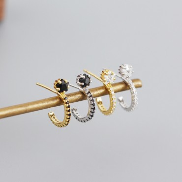 Elegant Pave C-shape Stud Earrings