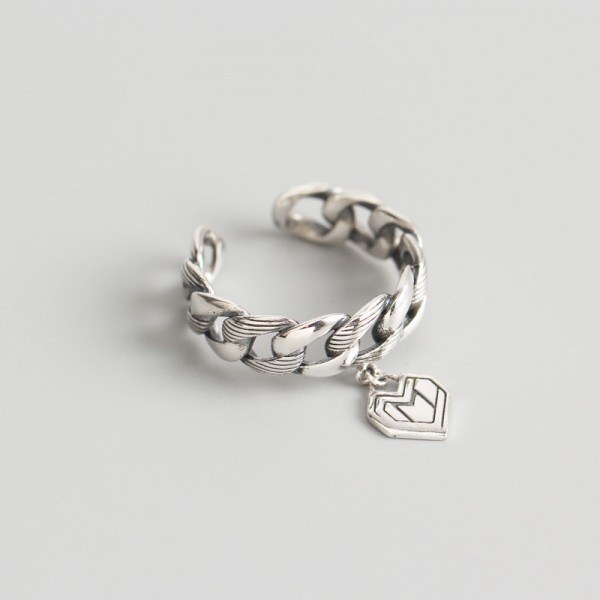 Sweet Chain and Heart Open Ring