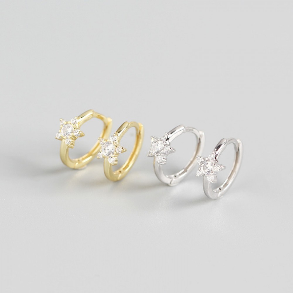 Minimalist Sparkling Star Hoop Earrings - MLYH123