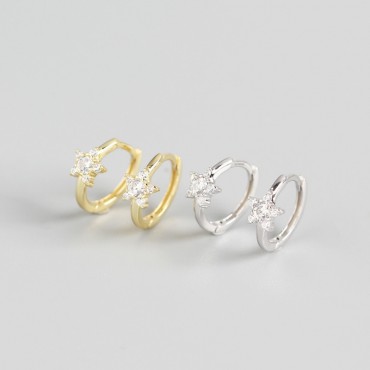 Minimalist Sparkling Star Hoop Earrings