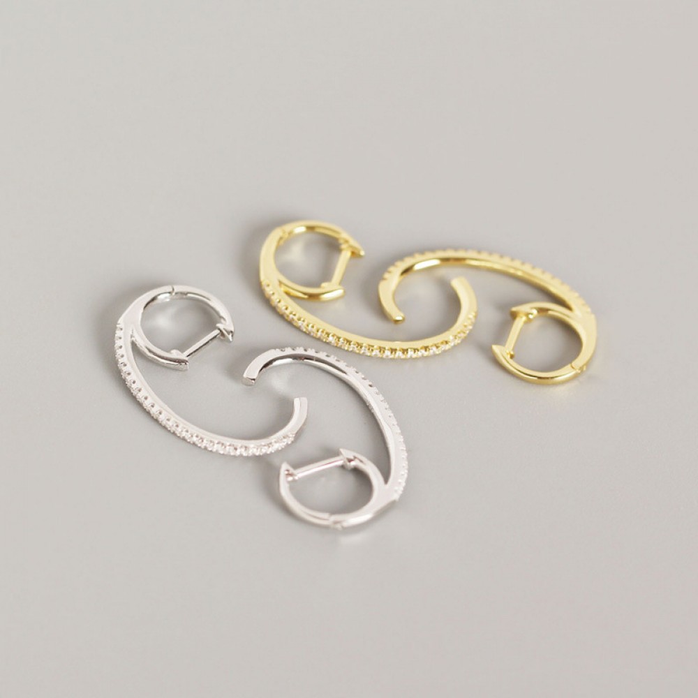Statement Pave Hook Shaped Hoop Earrings - MLYH124