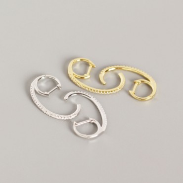 Statement Pave Hook Shaped Hoop Earrings