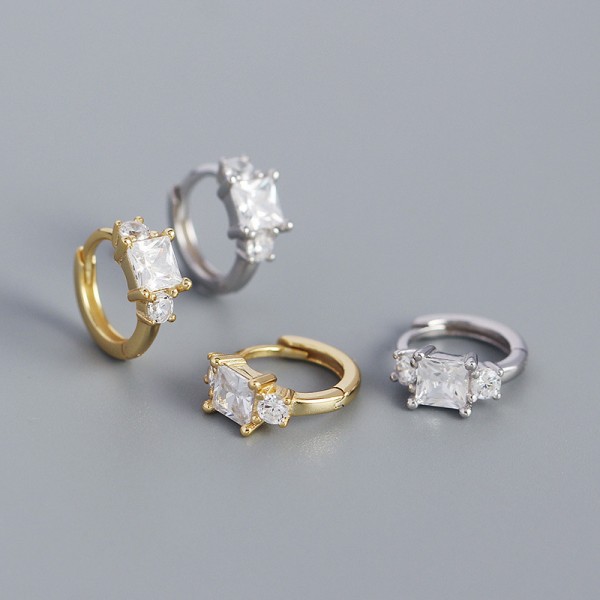 Elegant Square Gemstone Hoop Earrings