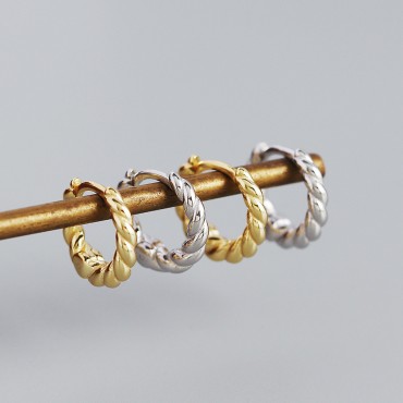 Vintage Twisted Textured Hoop Earrings