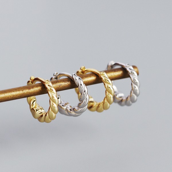 Vintage Twisted Textured Hoop Earrings