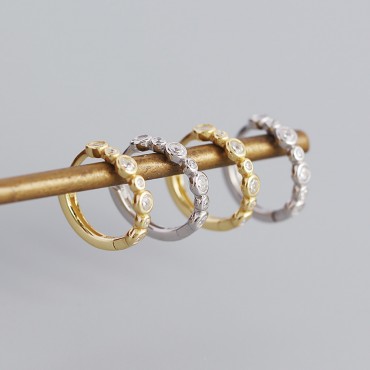 Sweet Dotted Gemstone Hoop Earrings