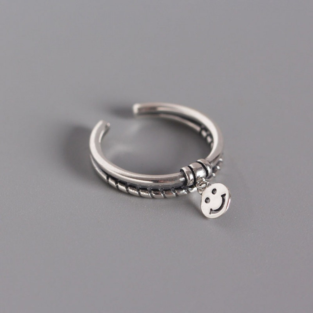 Vintage Smile Face Open Ring - MLYH129