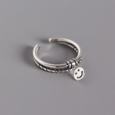 Vintage Smile Face Open Ring
