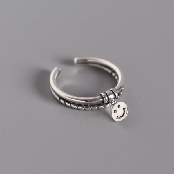 Vintage Smile Face Open Ring