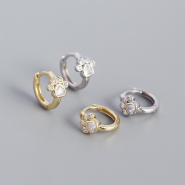 Cute Cat's Footprint Hoop Earrings