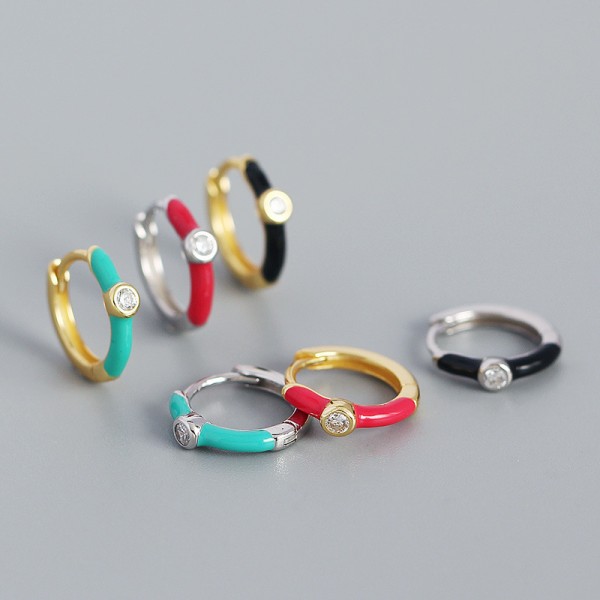 Minimalist Round Gemstone Hoop Earrings