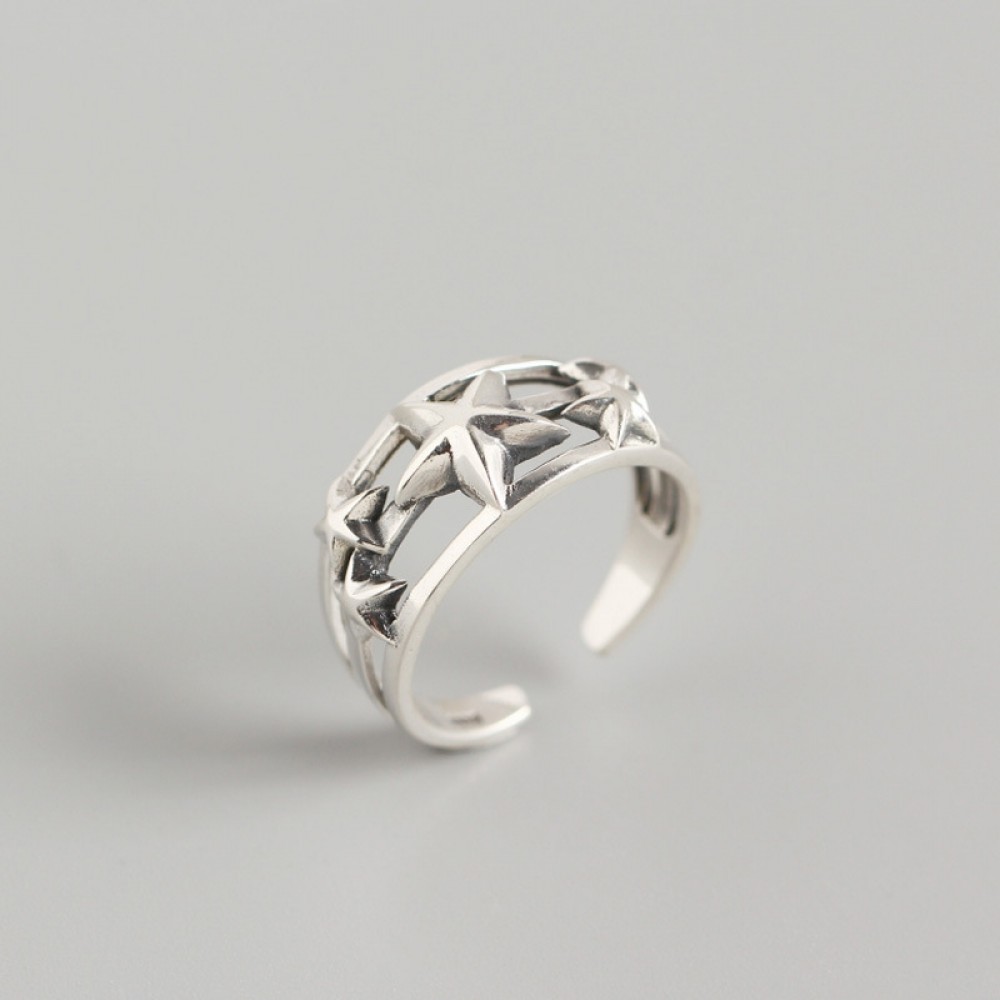 Vintage Hollow Stars Open Ring - MLYH135