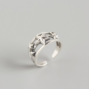 Vintage Hollow Stars Open Ring