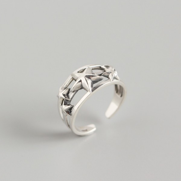Vintage Hollow Stars Open Ring