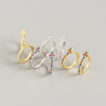 Elegant Pave Flower Hoop Earrings
