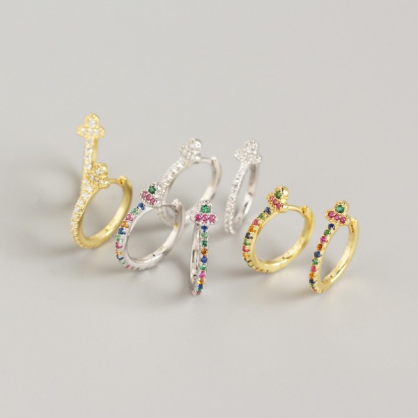 Elegant Pave Flower Hoop Earrings