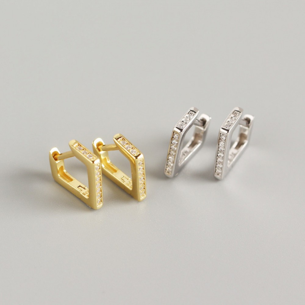 Fashion Pave Square Hoop Earrings - MLYH139