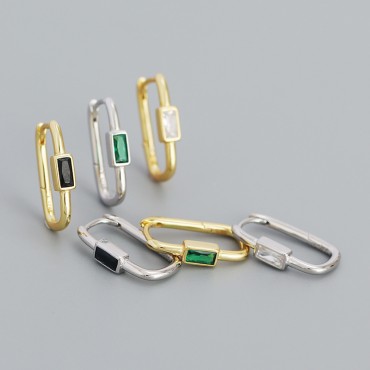 Metallic Square Halo Hoop Earrings