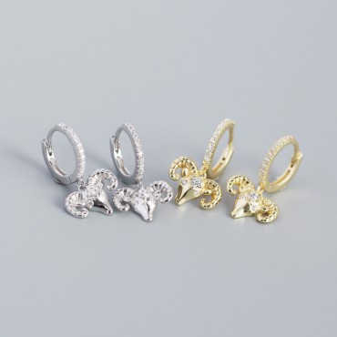 Fashion Pave Sheep's Head Dangle Earrings
