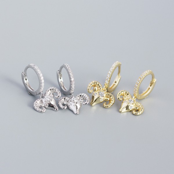 Fashion Pave Sheep's Head Dangle Earrings